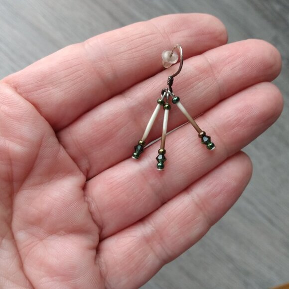 Beaded Quill Earrings 925 Sterling Silver Hooks - Picture 7 of 10